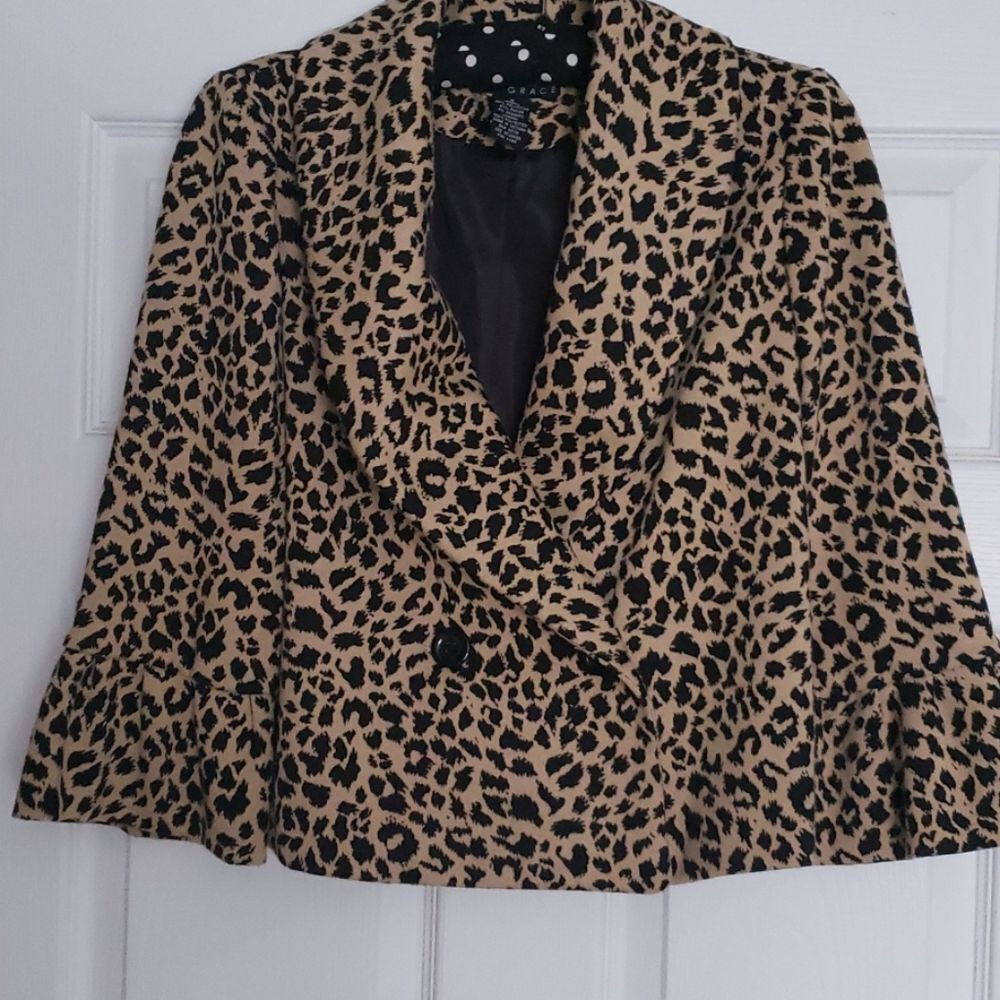 GRACE animal-print cape-style coat.